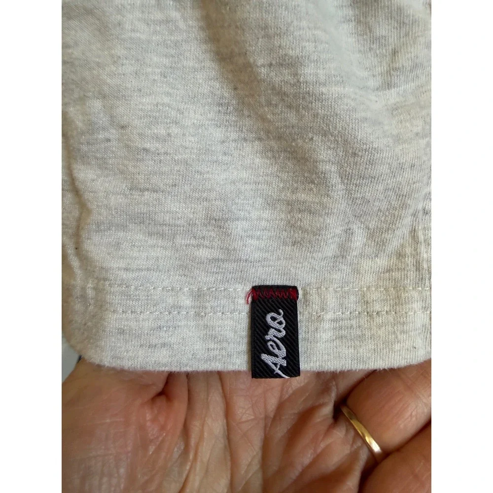 Aeropostale Mens L Gray Heather‎ Embossed Aero Graphic Polo Shirt Short Sleeve